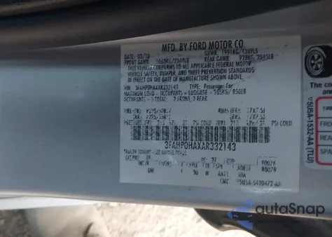 2010 Ford Fusion Se z USA, uszkodzony, nr VIN 3FAHP0HAXAR332143
